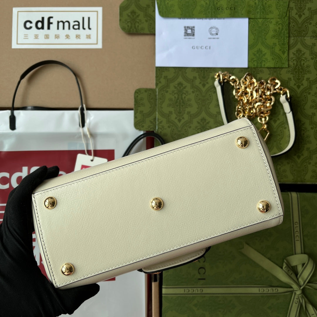 Glami OphiGLAMIa Glami Horsebit 1955 Mini Bag White For Women, Women’s Bags 8.6in/22cm Glami