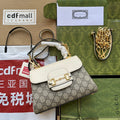 Glami OphiGLAMIa Glami Horsebit 1955 Mini Bag White And Beige For Women, Women’s Bags 8.6in/22cm Glami