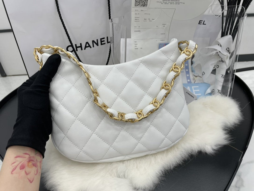 CHLHobo Handbag White For Women, Women’s Bags 9.4in/24cm
