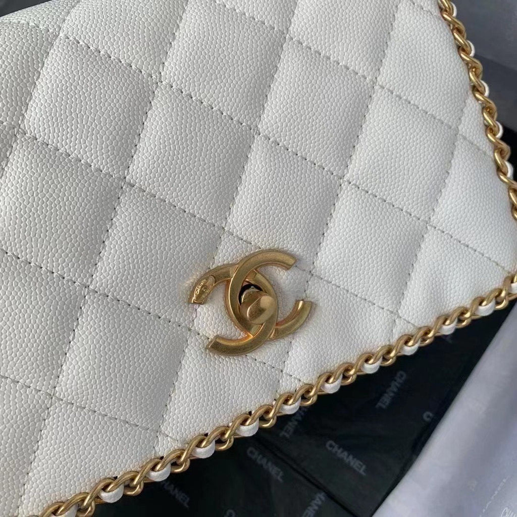 CHLFlapbag With Chain White For Women, Women’s Bags 8.3in/21cm