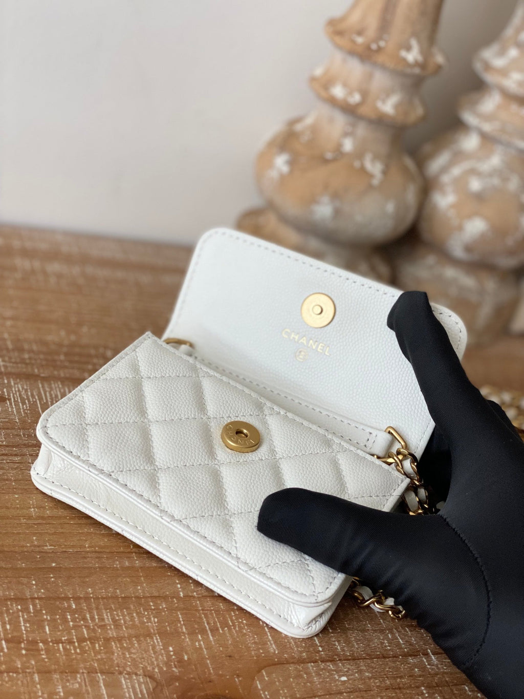 CHL Clutch With Chain White For Women, Women’s Bags 4.8in/12.3cm