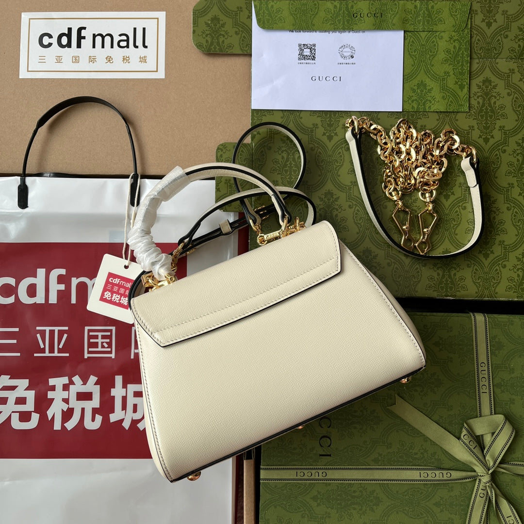 Glami OphiGLAMIa Glami Horsebit 1955 Mini Bag White For Women, Women’s Bags 8.6in/22cm Glami