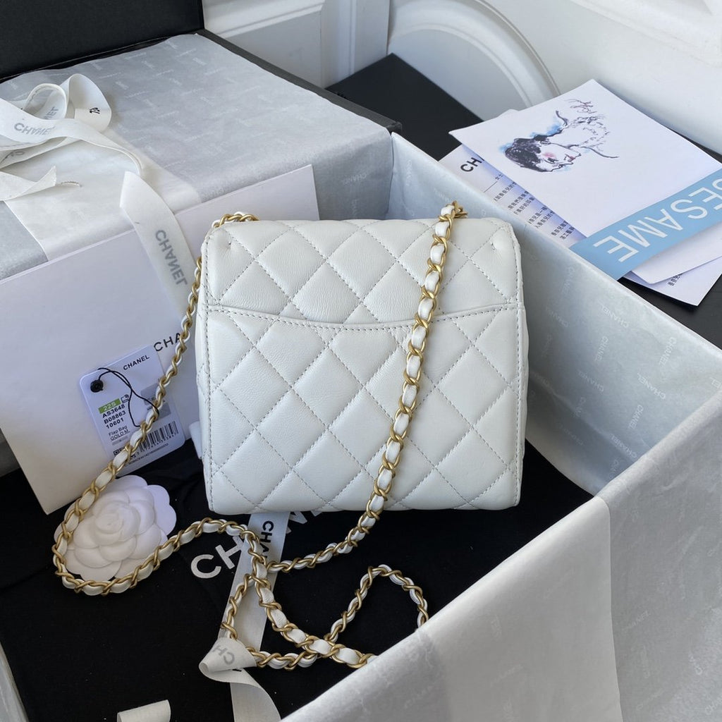 CHLMini Flap Bag White For Women, Women’s Bags 6.7in/17cm
