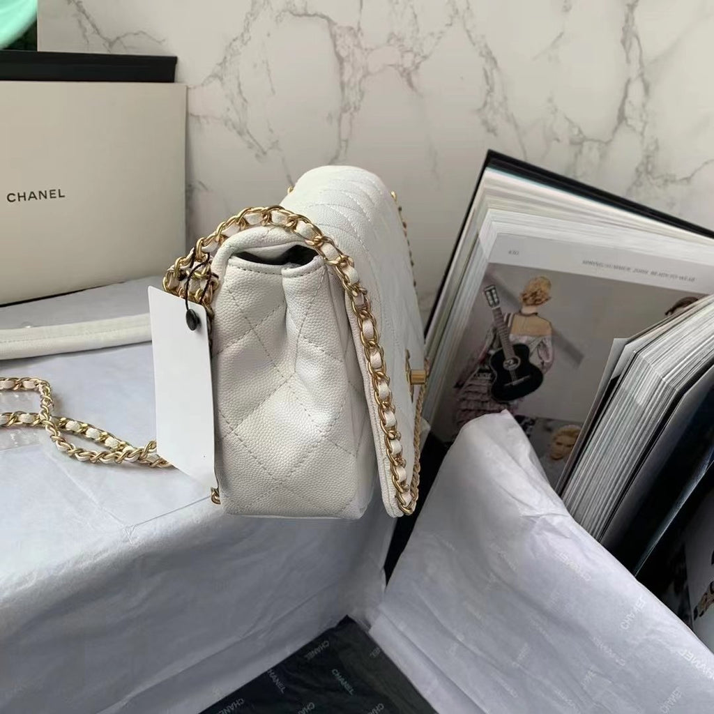 CHLFlapbag With Chain White For Women, Women’s Bags 8.3in/21cm