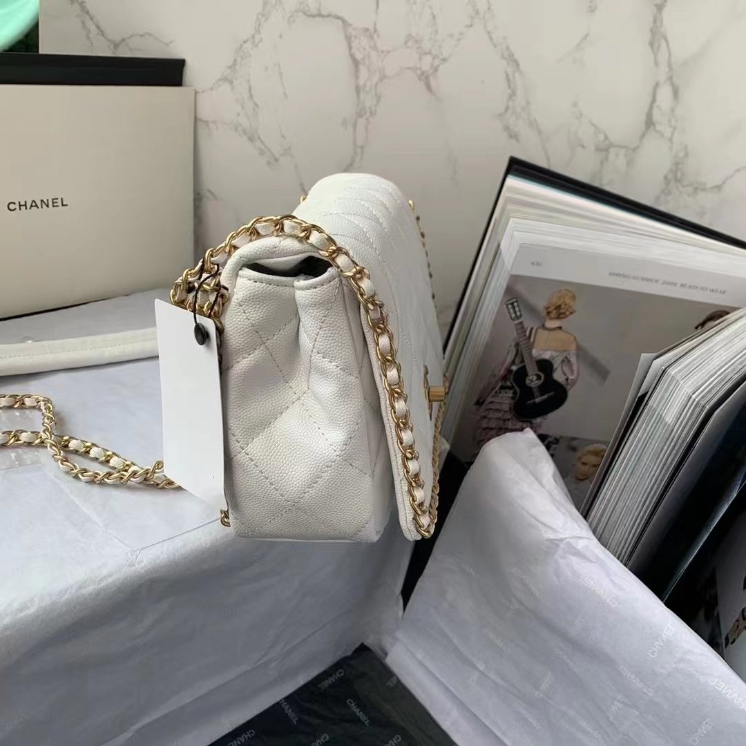 CHLFlapbag With Chain White For Women, Women’s Bags 8.3in/21cm