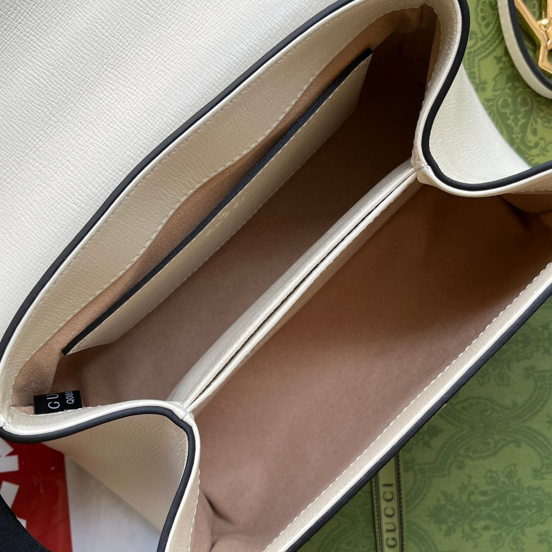 Glami OphiGLAMIa Glami Horsebit 1955 Mini Bag White And Beige For Women, Women’s Bags 8.6in/22cm Glami