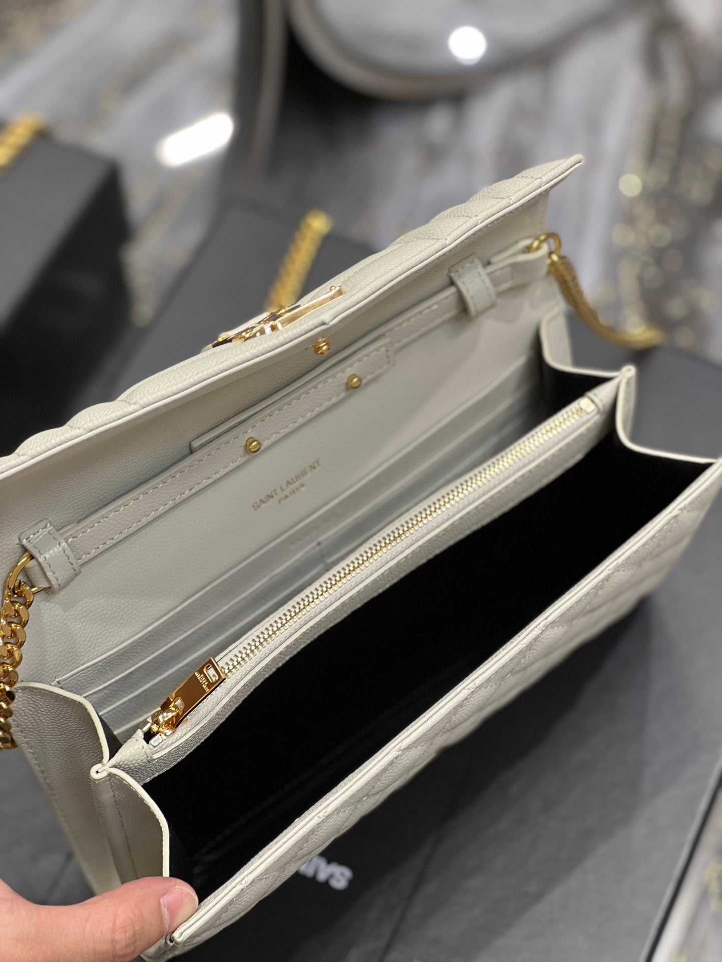 YSSL Envelope Small Chain Bag White For Women, Women’s Bags 8.6in/22cm YSL