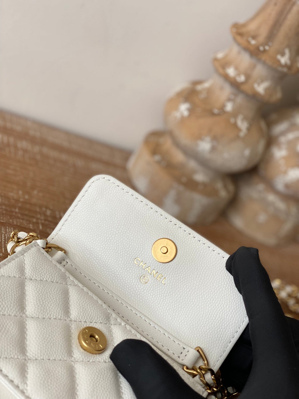 CHL Clutch With Chain White For Women, Women’s Bags 4.8in/12.3cm