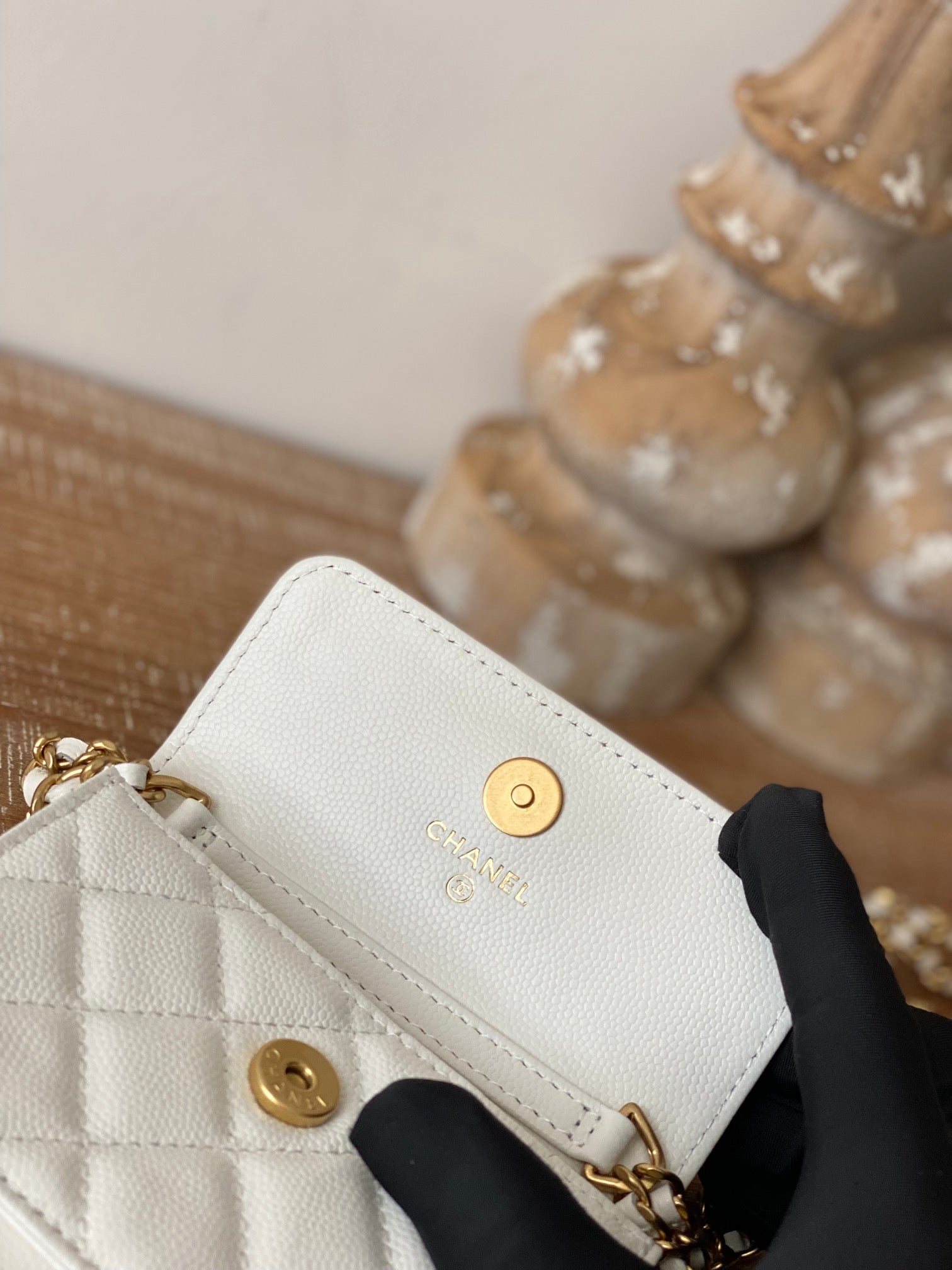 CHL Clutch With Chain White For Women, Women’s Bags 4.8in/12.3cm