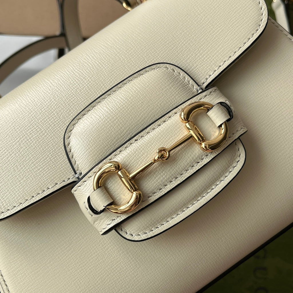 Glami OphiGLAMIa Glami Horsebit 1955 Mini Bag White For Women, Women’s Bags 8.6in/22cm Glami