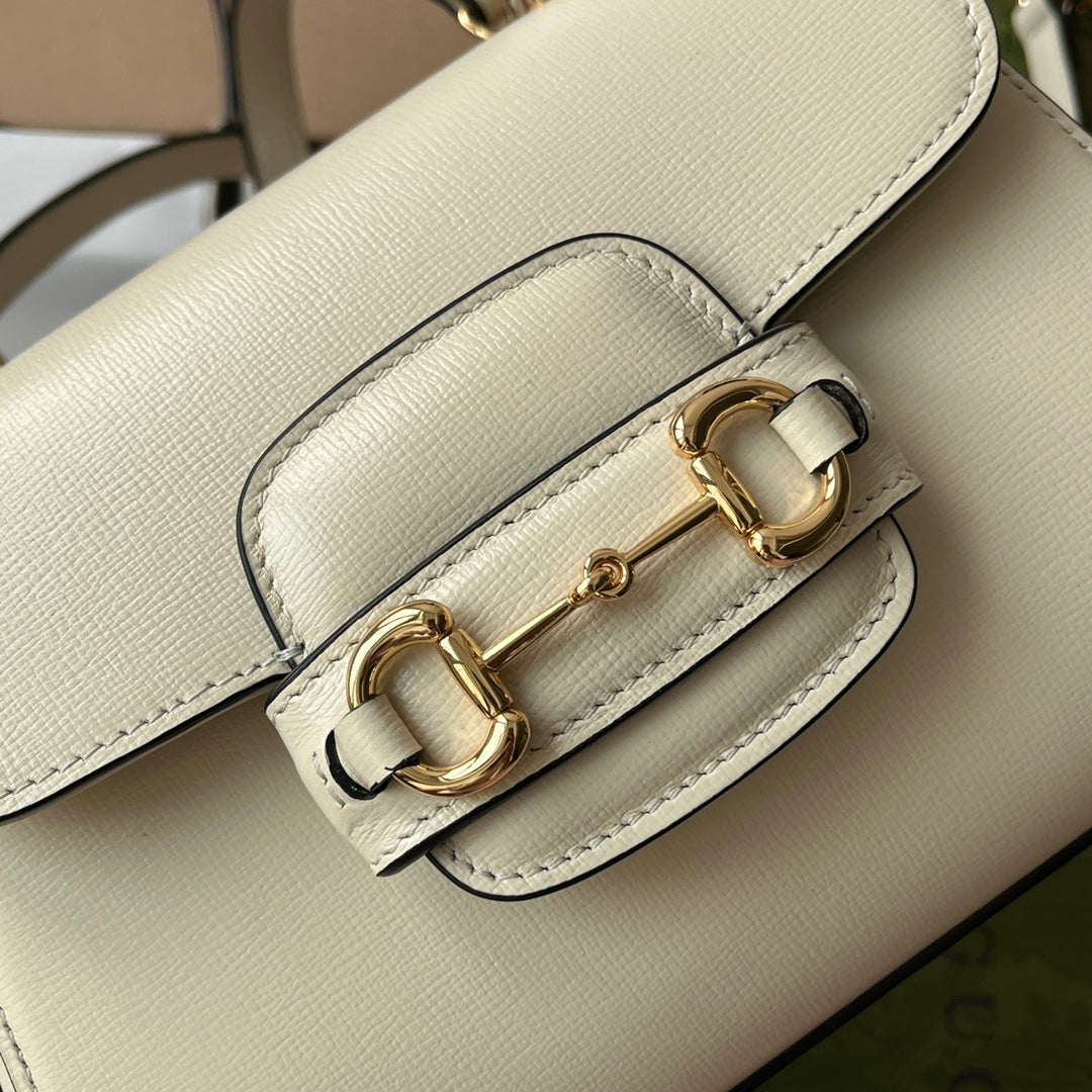 Glami OphiGLAMIa Glami Horsebit 1955 Mini Bag White For Women, Women’s Bags 8.6in/22cm Glami