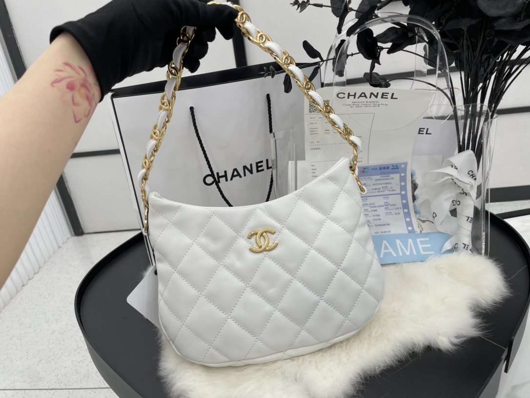 CHLHobo Handbag White For Women, Women’s Bags 9.4in/24cm