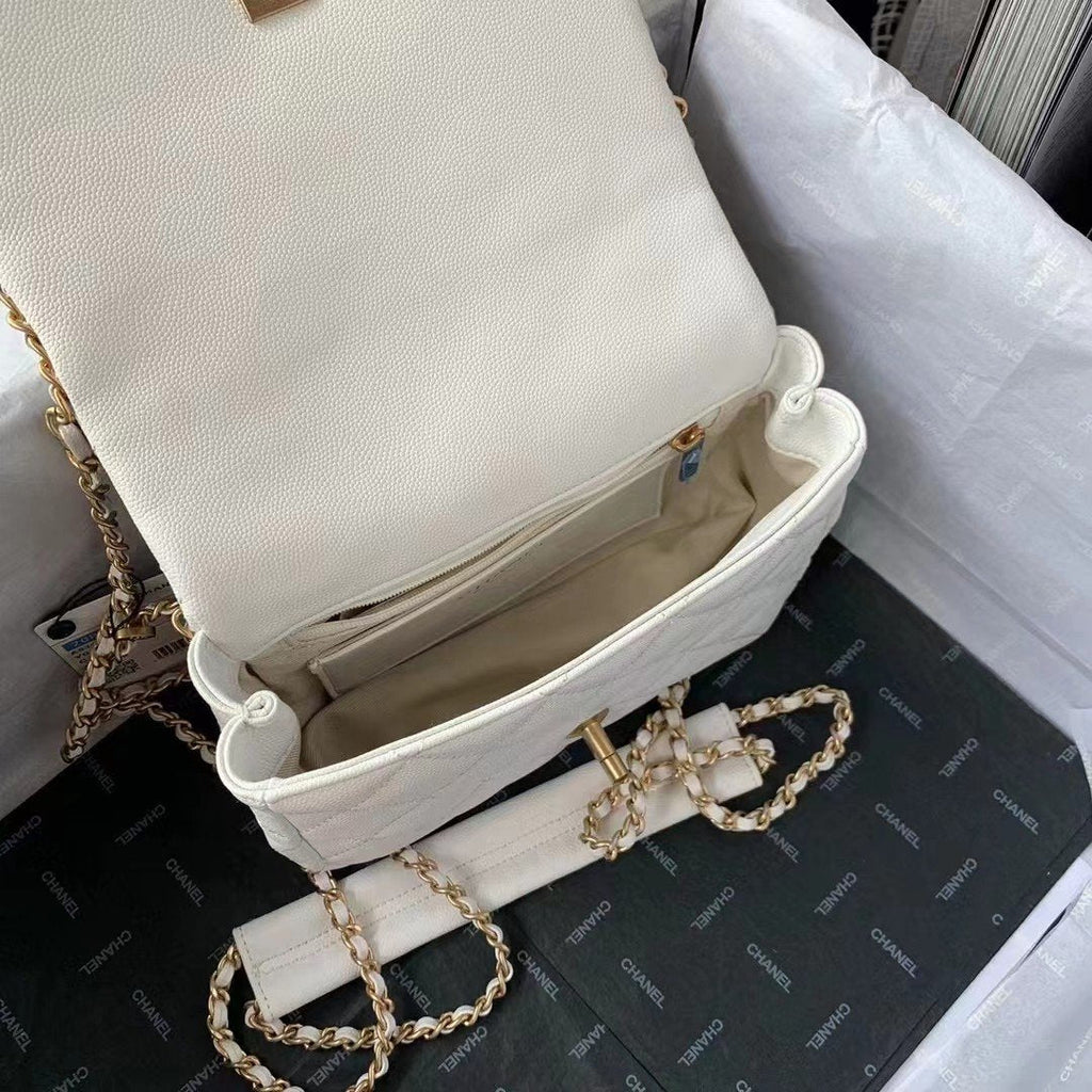 CHLFlapbag With Chain White For Women, Women’s Bags 8.3in/21cm
