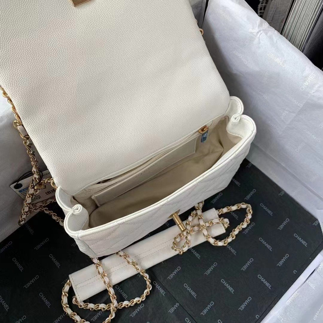 CHLFlapbag With Chain White For Women, Women’s Bags 8.3in/21cm