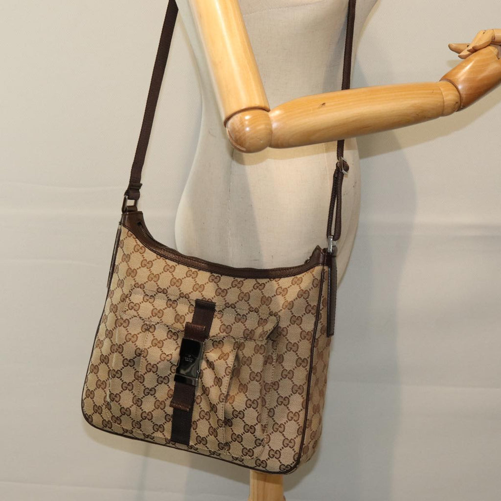 GUCCI GG Canvas Shoulder Bag Beige 131211 tb1106