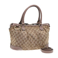 GUCCI GG Canvas Hand Bag 2way Beige Gold tb1123