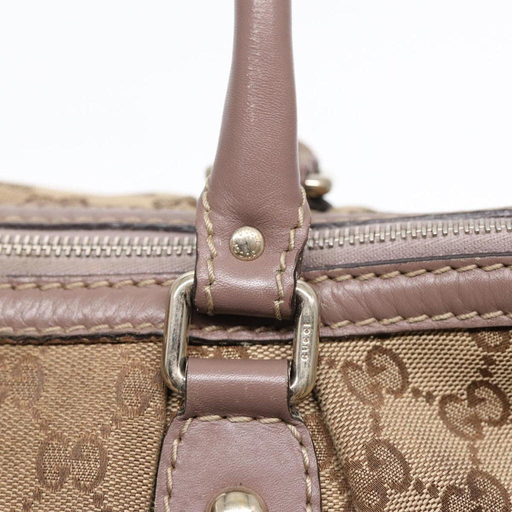 GUCCI GG Canvas Hand Bag 2way Beige Gold tb1123