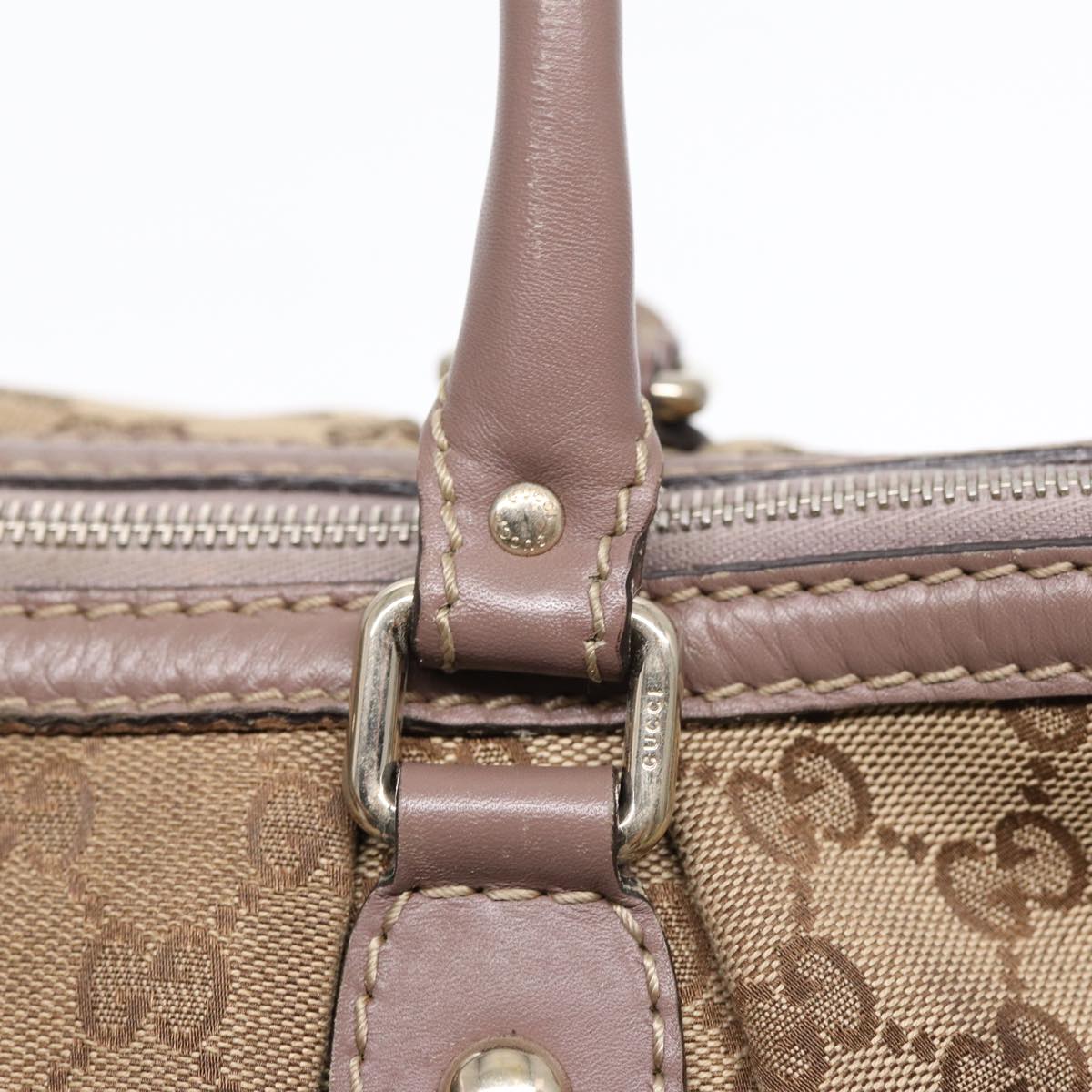 GUCCI GG Canvas Hand Bag 2way Beige Gold tb1123