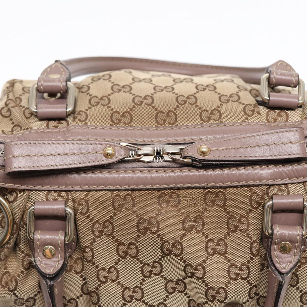 GUCCI GG Canvas Hand Bag 2way Beige Gold tb1123