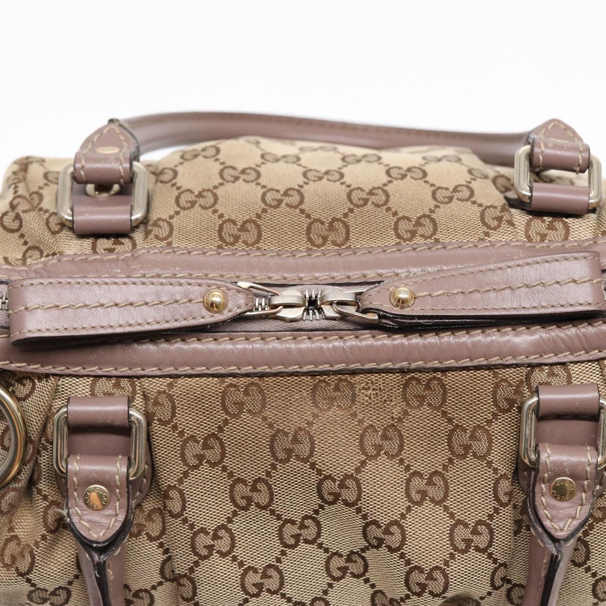 GUCCI GG Canvas Hand Bag 2way Beige Gold tb1123