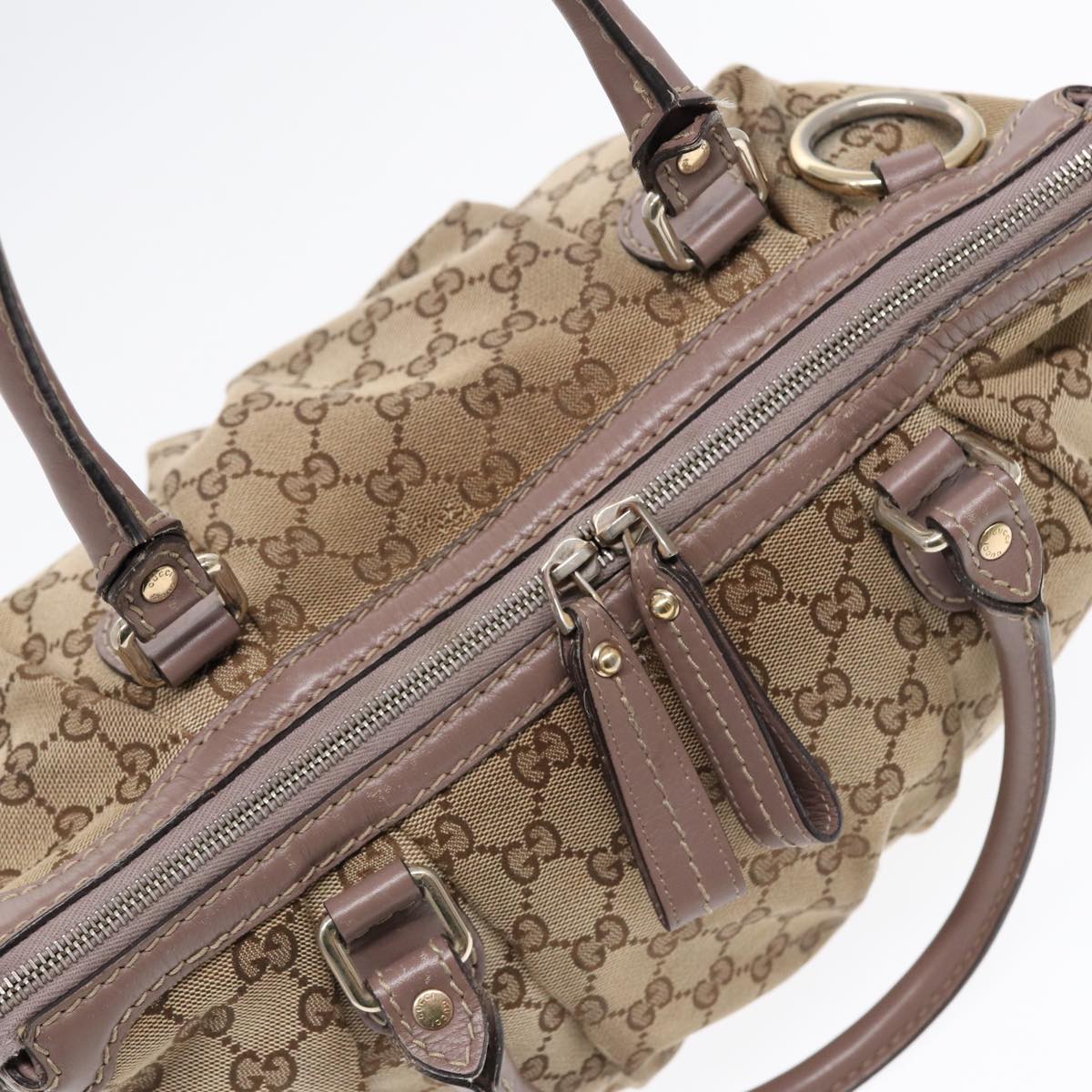 GUCCI GG Canvas Hand Bag 2way Beige Gold tb1123