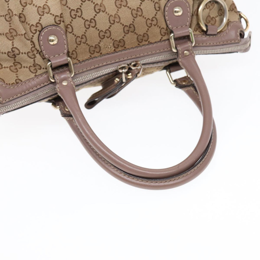 GUCCI GG Canvas Hand Bag 2way Beige Gold tb1123