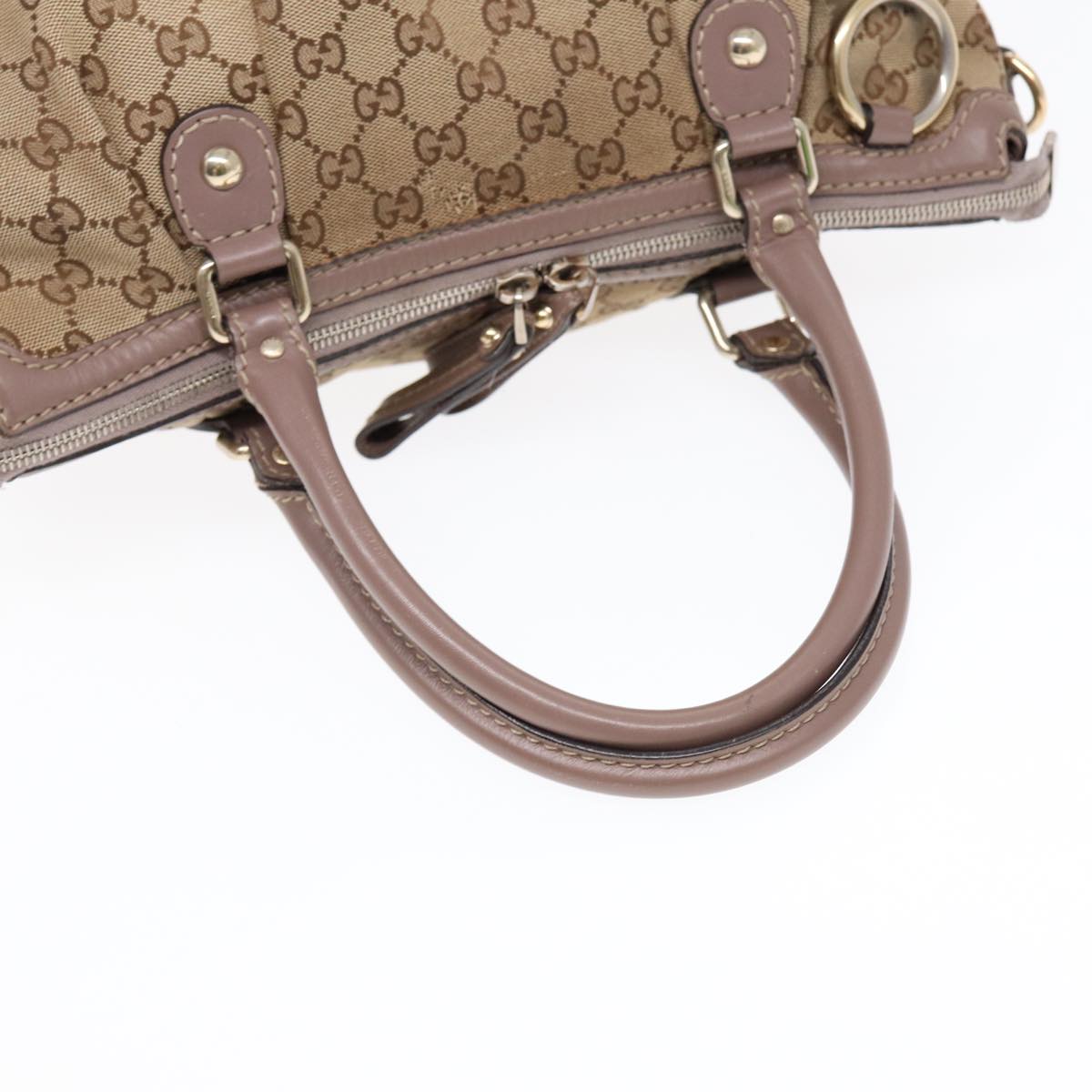 GUCCI GG Canvas Hand Bag 2way Beige Gold tb1123