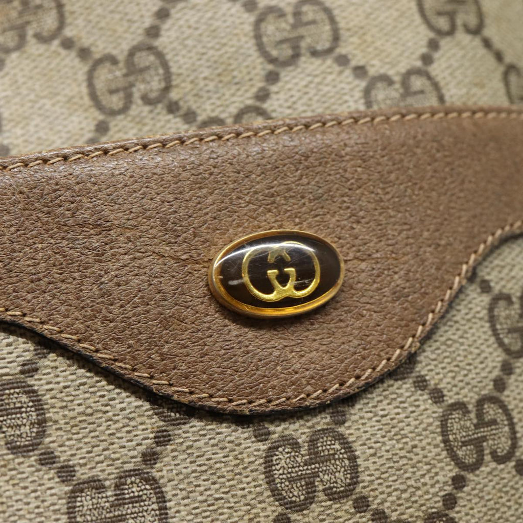 GUCCI GG Supreme Web Sherry Line Tote Bag PVC Leather Beige Red tb1124