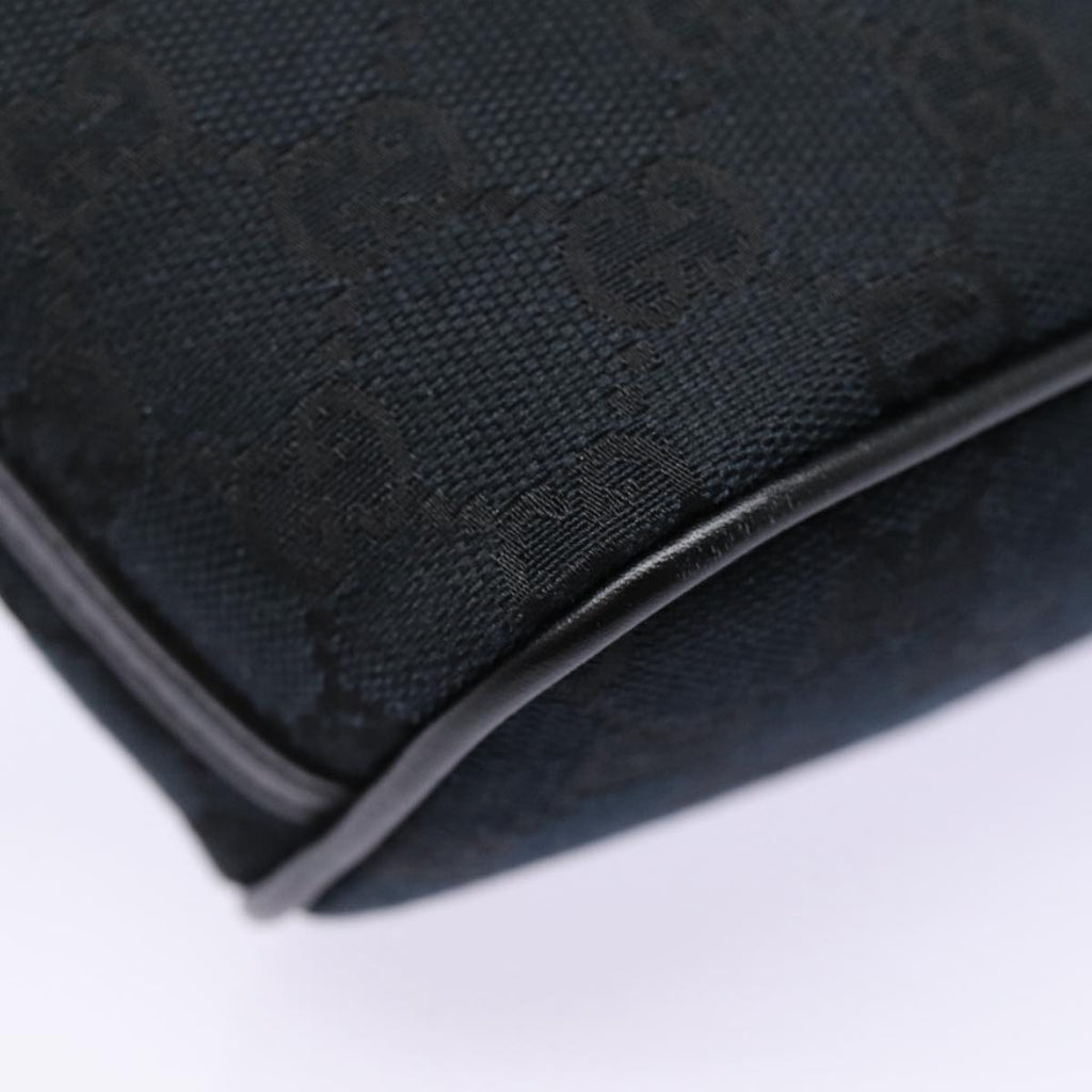 GUCCI GG Canvas hand Pouch Black Silver 07198 tb1126