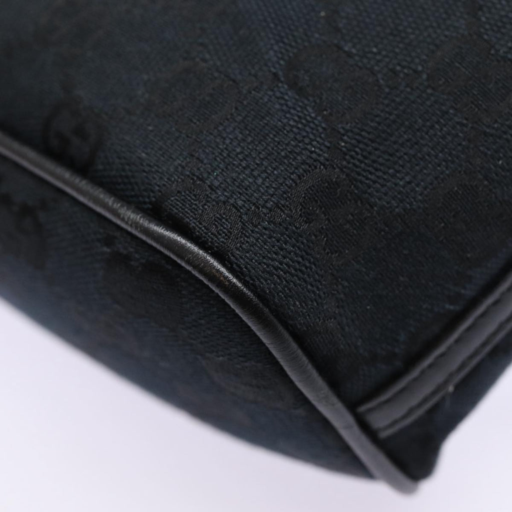 GUCCI GG Canvas hand Pouch Black Silver 07198 tb1126
