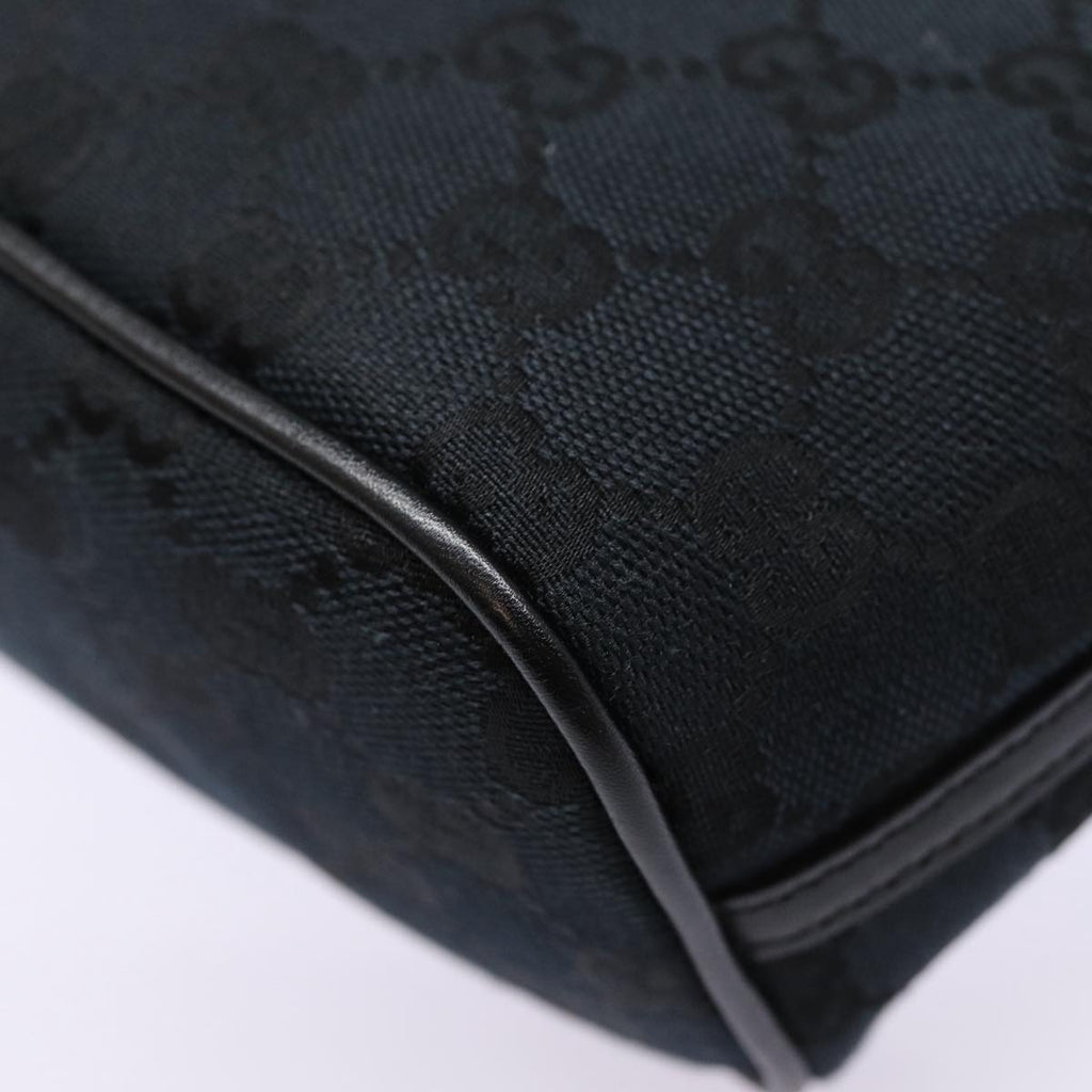 GUCCI GG Canvas hand Pouch Black Silver 07198 tb1126
