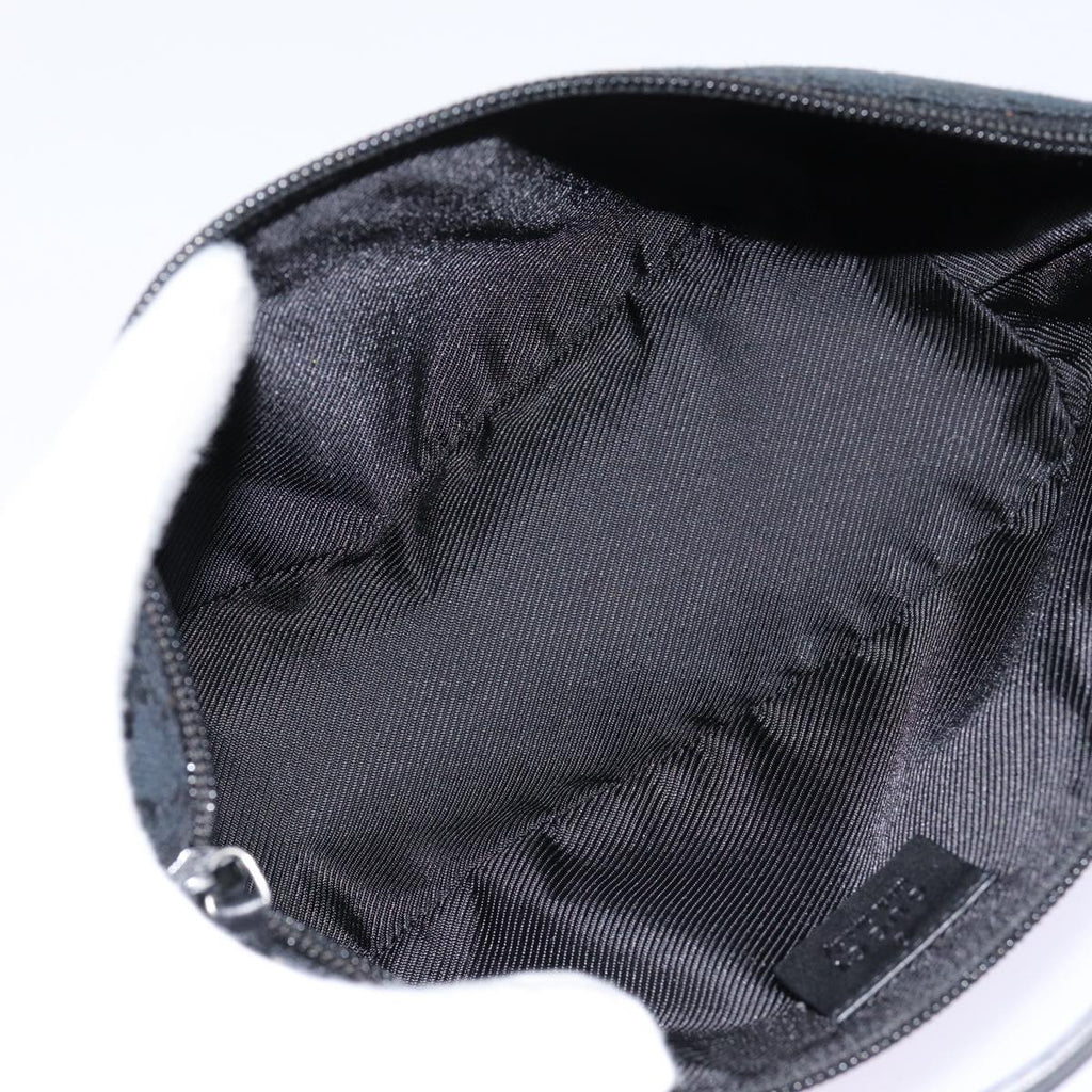 GUCCI GG Canvas hand Pouch Black Silver 07198 tb1126