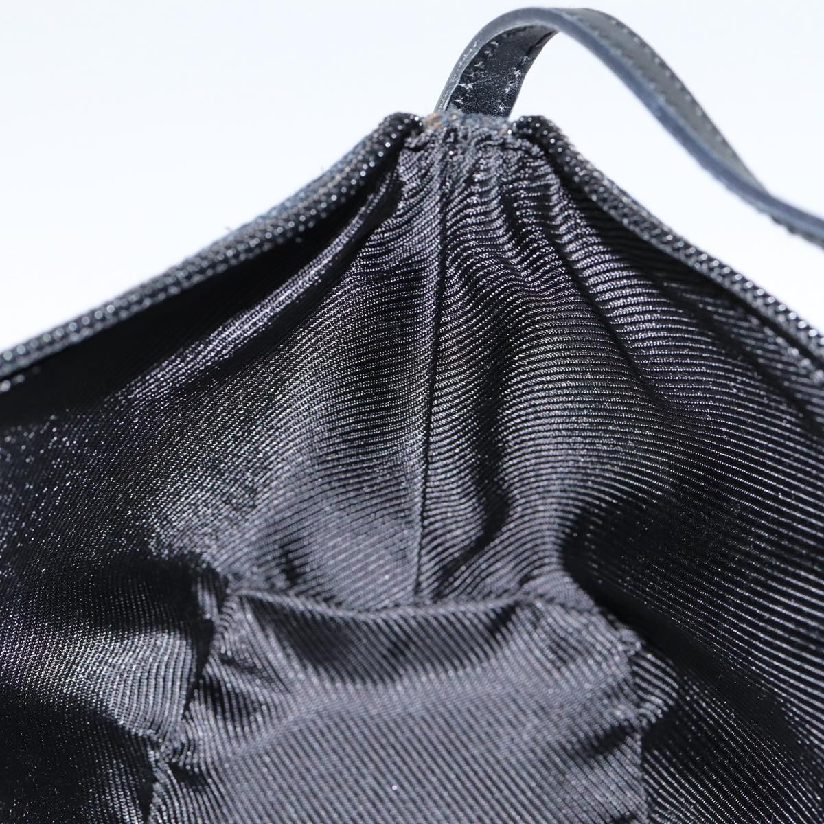 GUCCI GG Canvas hand Pouch Black Silver 07198 tb1126