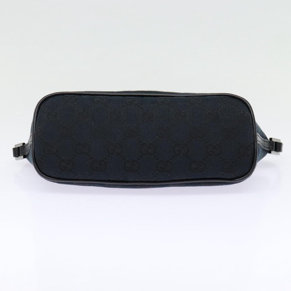 GUCCI GG Canvas hand Pouch Black Silver 07198 tb1126
