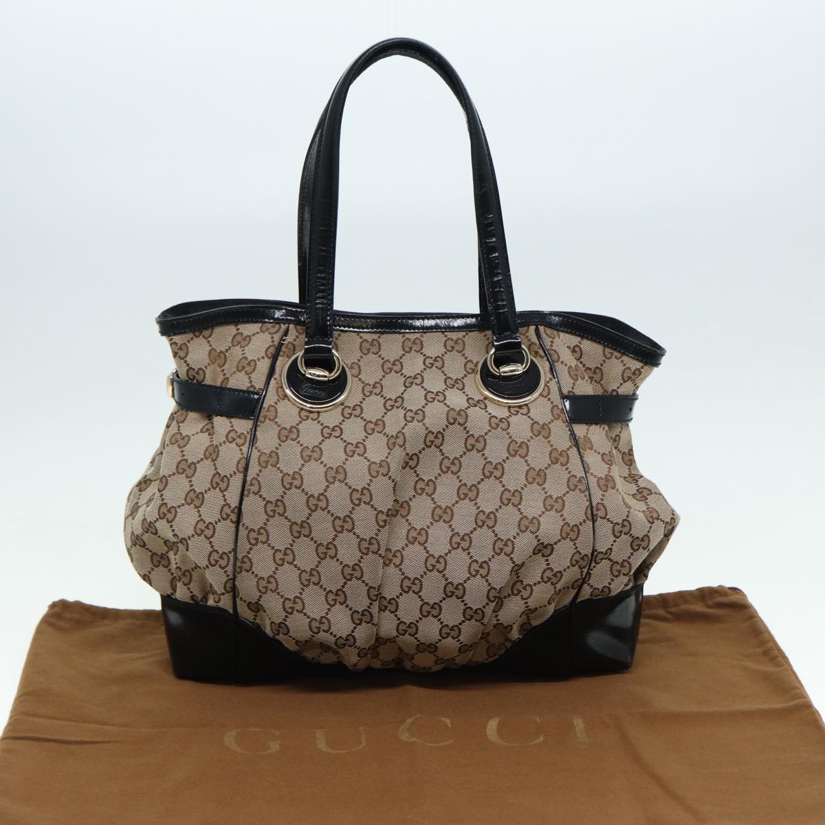 GUCCI GG Canvas Tote Bag Beige Gold 203529 tb1157