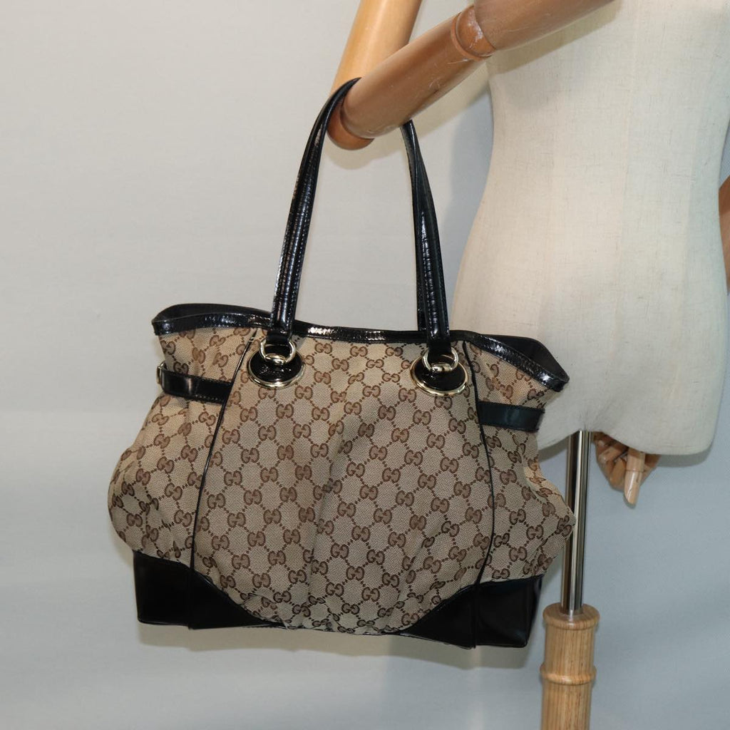 GUCCI GG Canvas Tote Bag Beige Gold 203529 tb1157