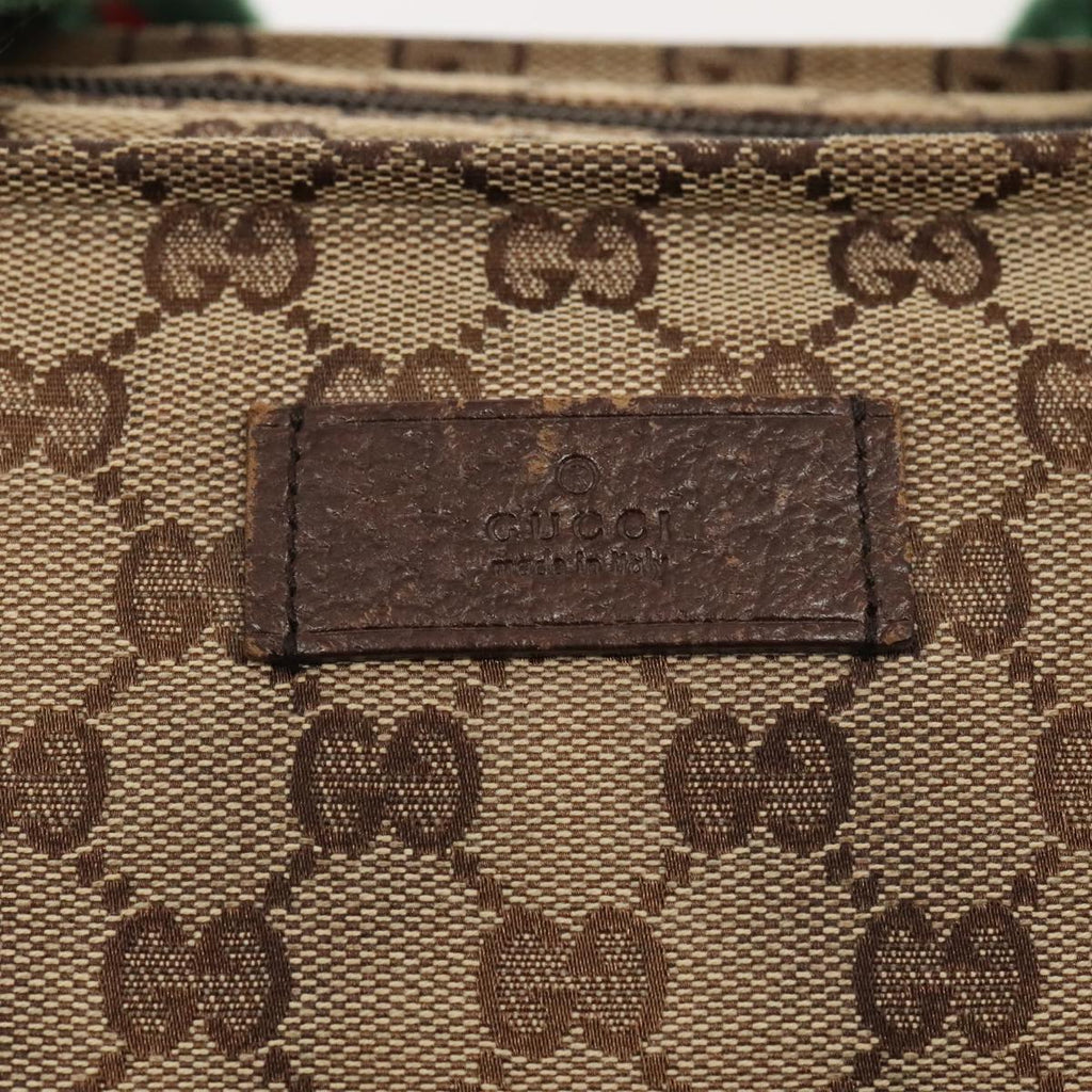 GUCCI GG Canvas Web Sherry Line Tote Bag Beige Red Silver 155524 tb1158