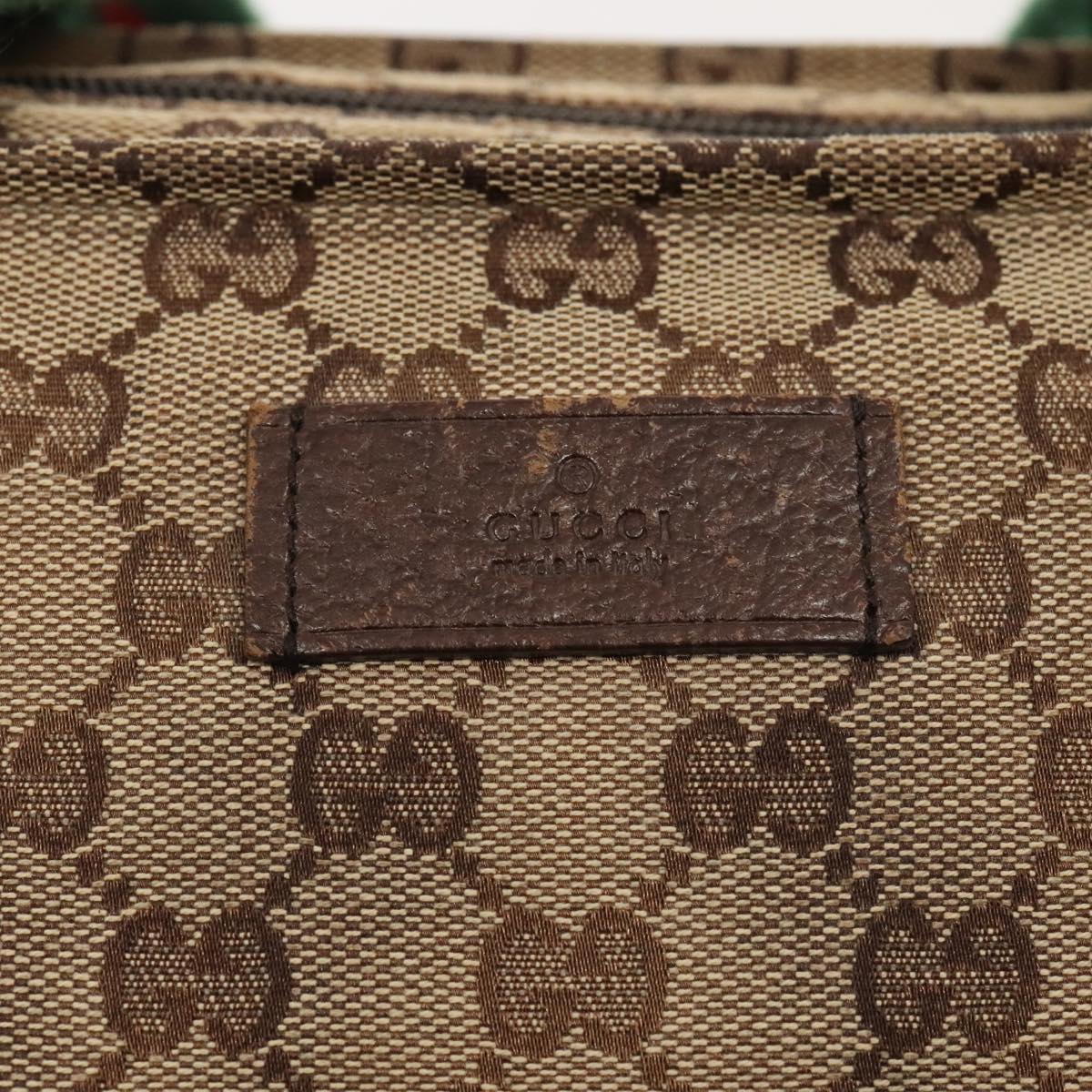 GUCCI GG Canvas Web Sherry Line Tote Bag Beige Red Silver 155524 tb1158