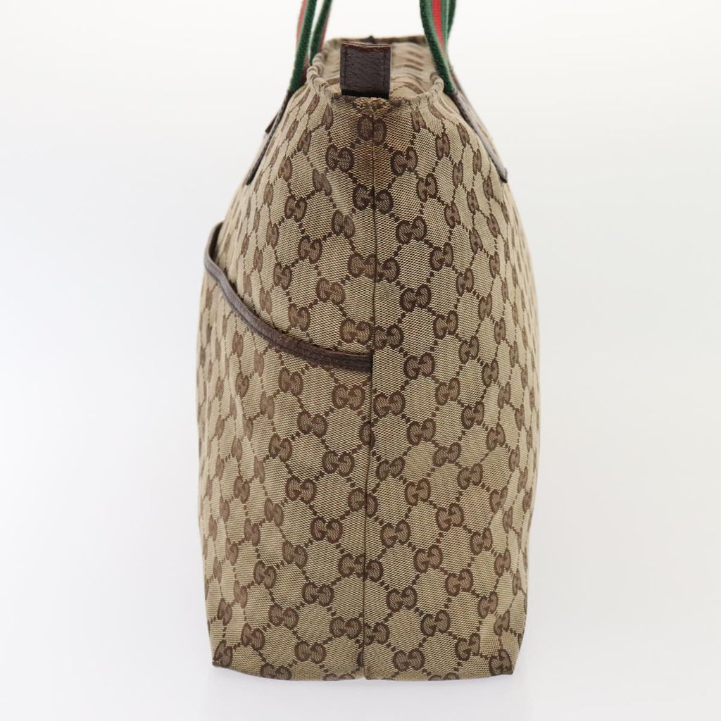 GUCCI GG Canvas Web Sherry Line Tote Bag Beige Red Silver 155524 tb1158