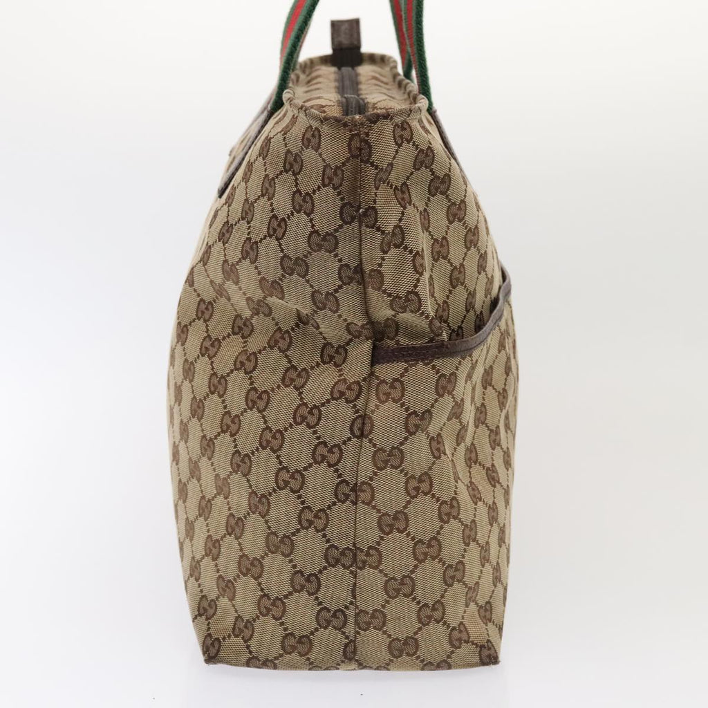 GUCCI GG Canvas Web Sherry Line Tote Bag Beige Red Silver 155524 tb1158