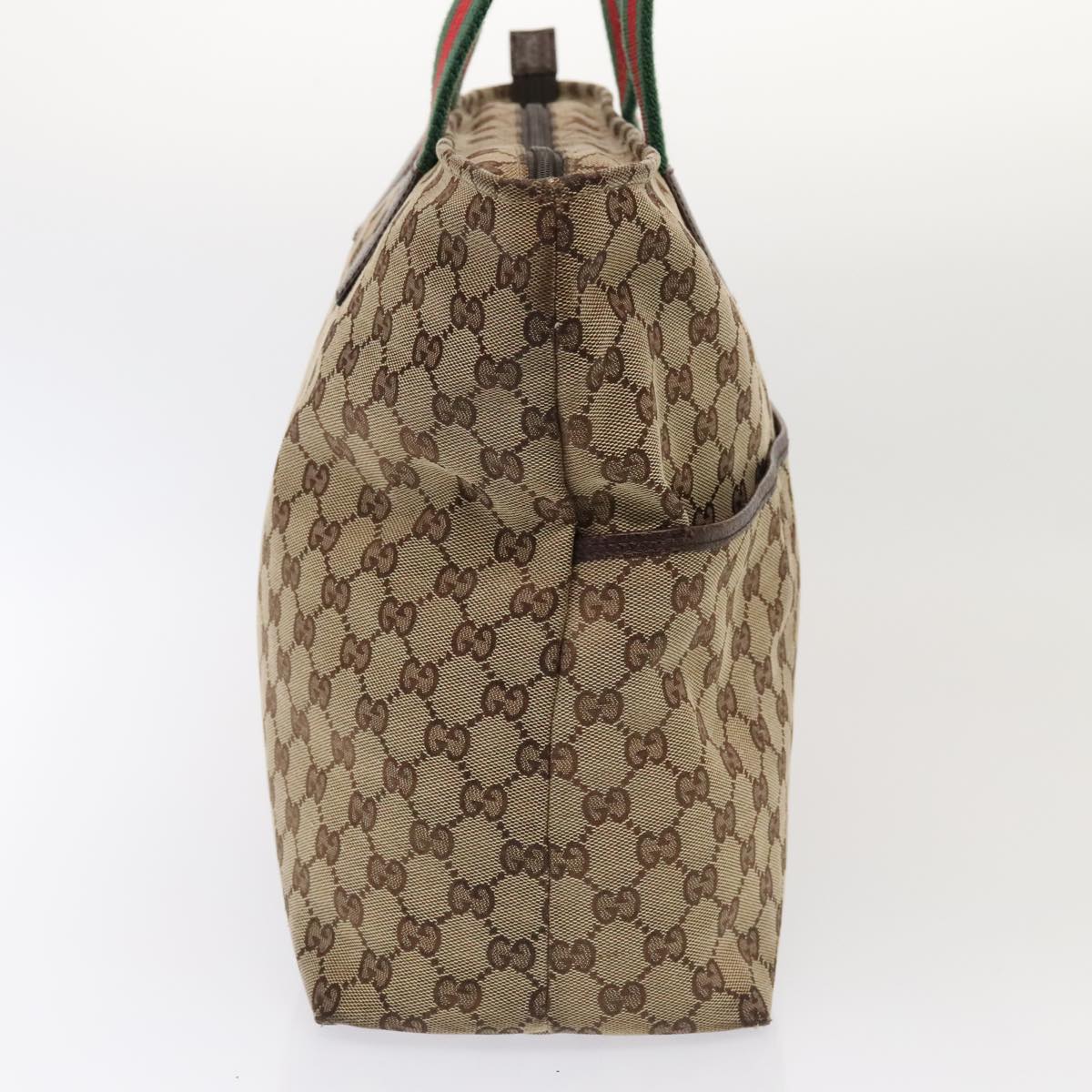 GUCCI GG Canvas Web Sherry Line Tote Bag Beige Red Silver 155524 tb1158