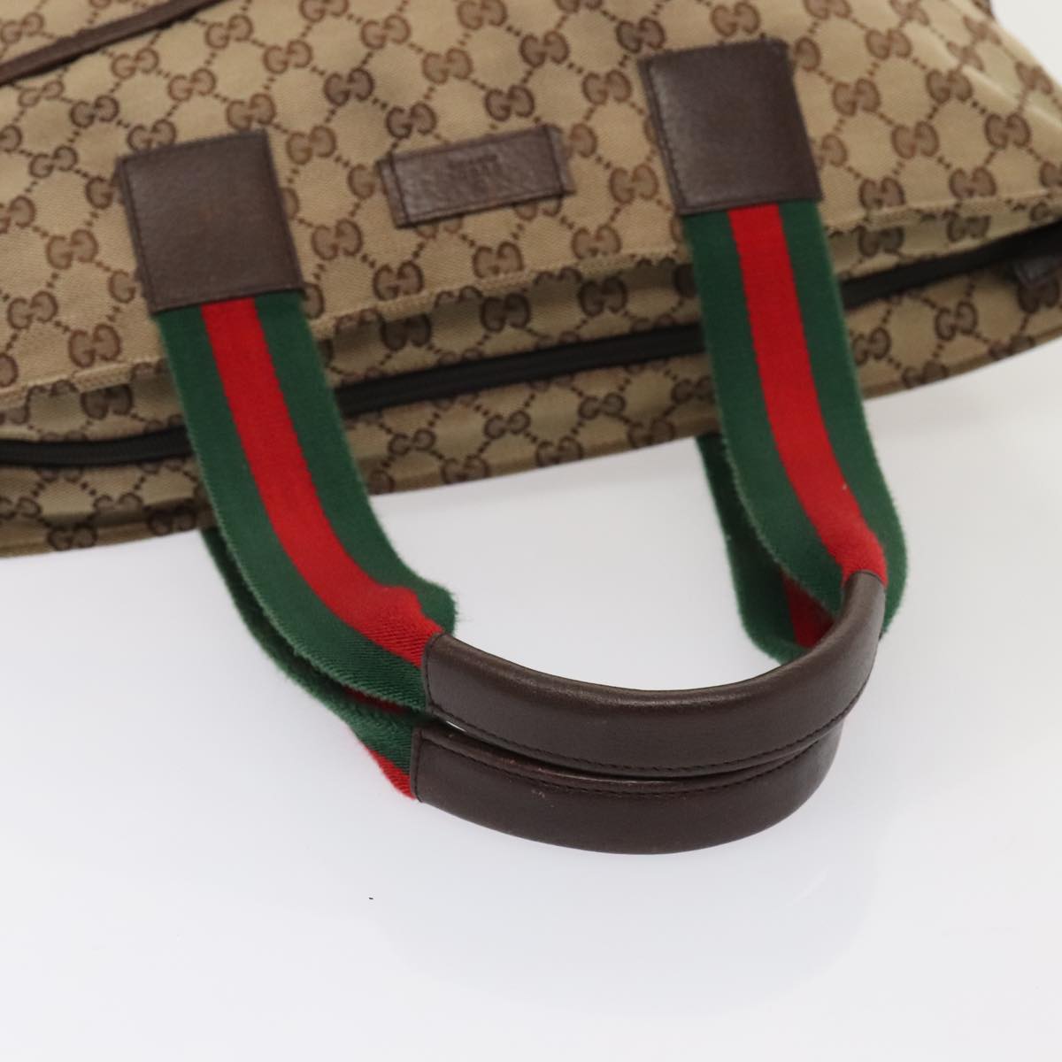 GUCCI GG Canvas Web Sherry Line Tote Bag Beige Red Silver 155524 tb1158