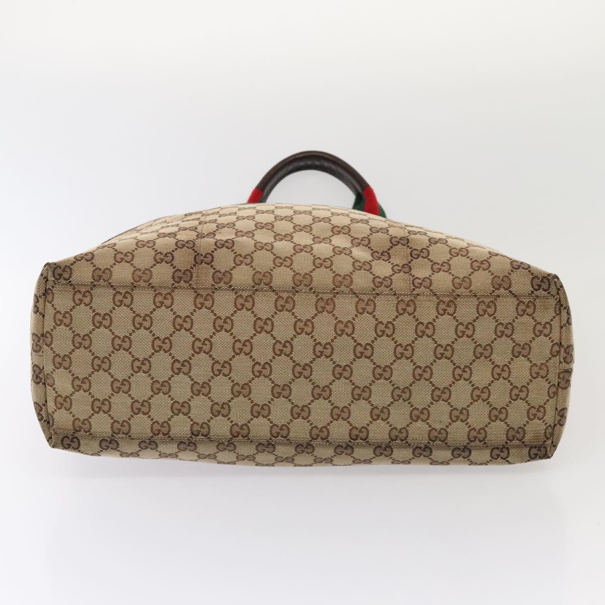 GUCCI GG Canvas Web Sherry Line Tote Bag Beige Red Silver 155524 tb1158