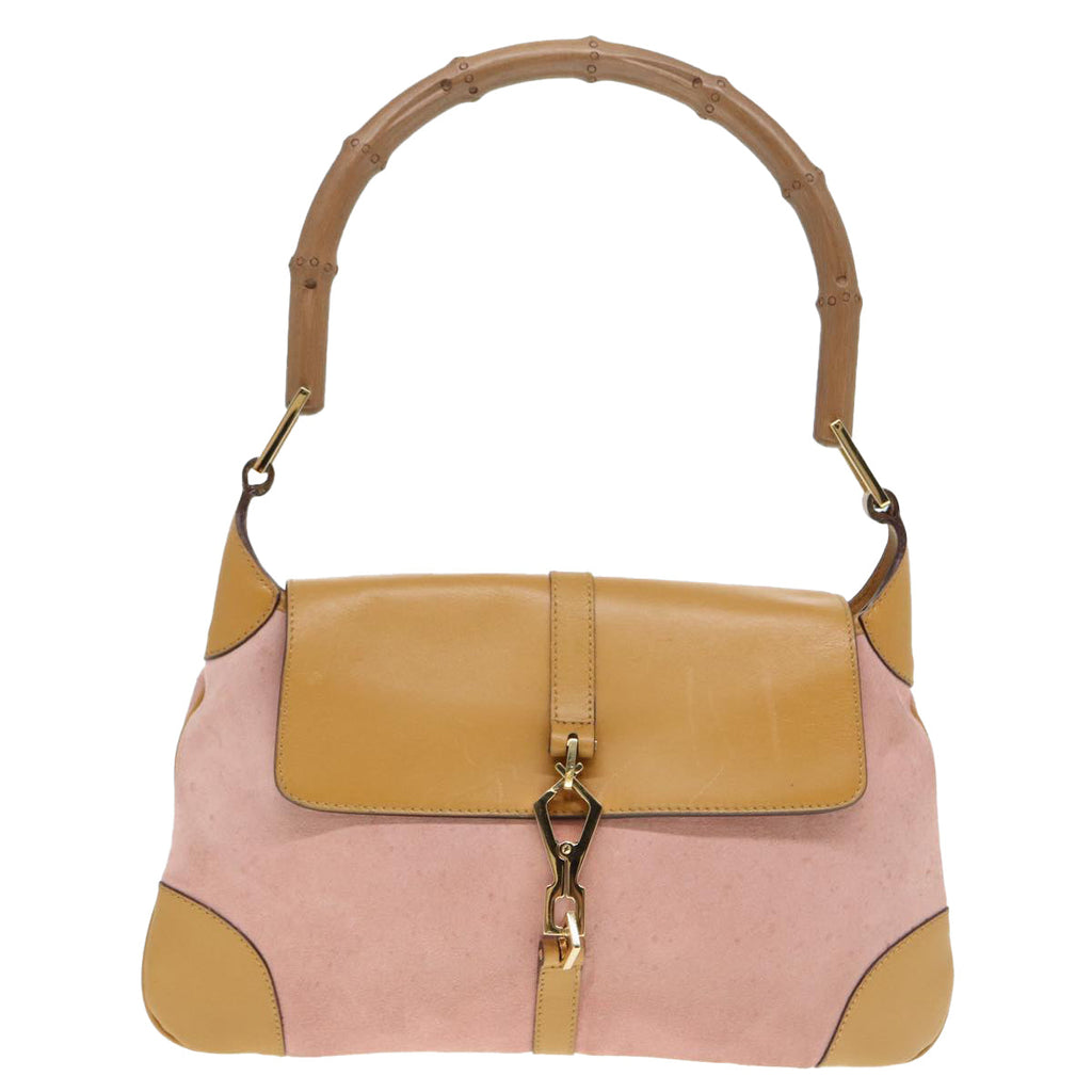 GUCCI Bamboo Jackie Shoulder Bag Suede Pink Gold 001 4096 2684 tb1177