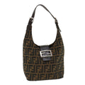 FENDI Mamma Baguette Zucca Canvas Shoulder Bag Brown tb146