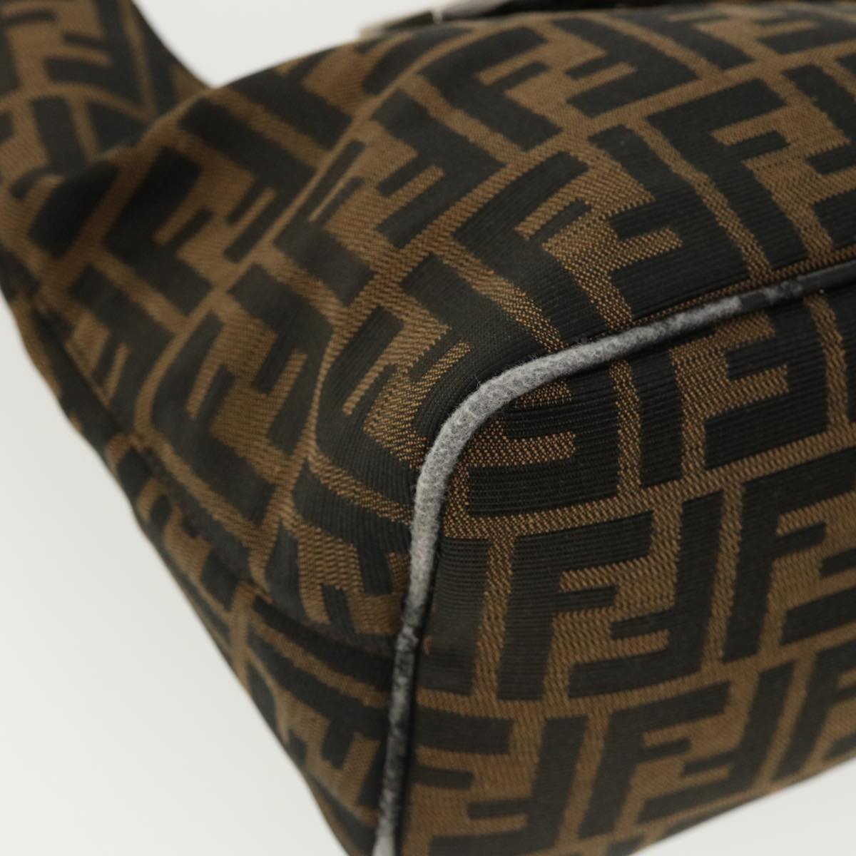 FENDI Mamma Baguette Zucca Canvas Shoulder Bag Brown tb146