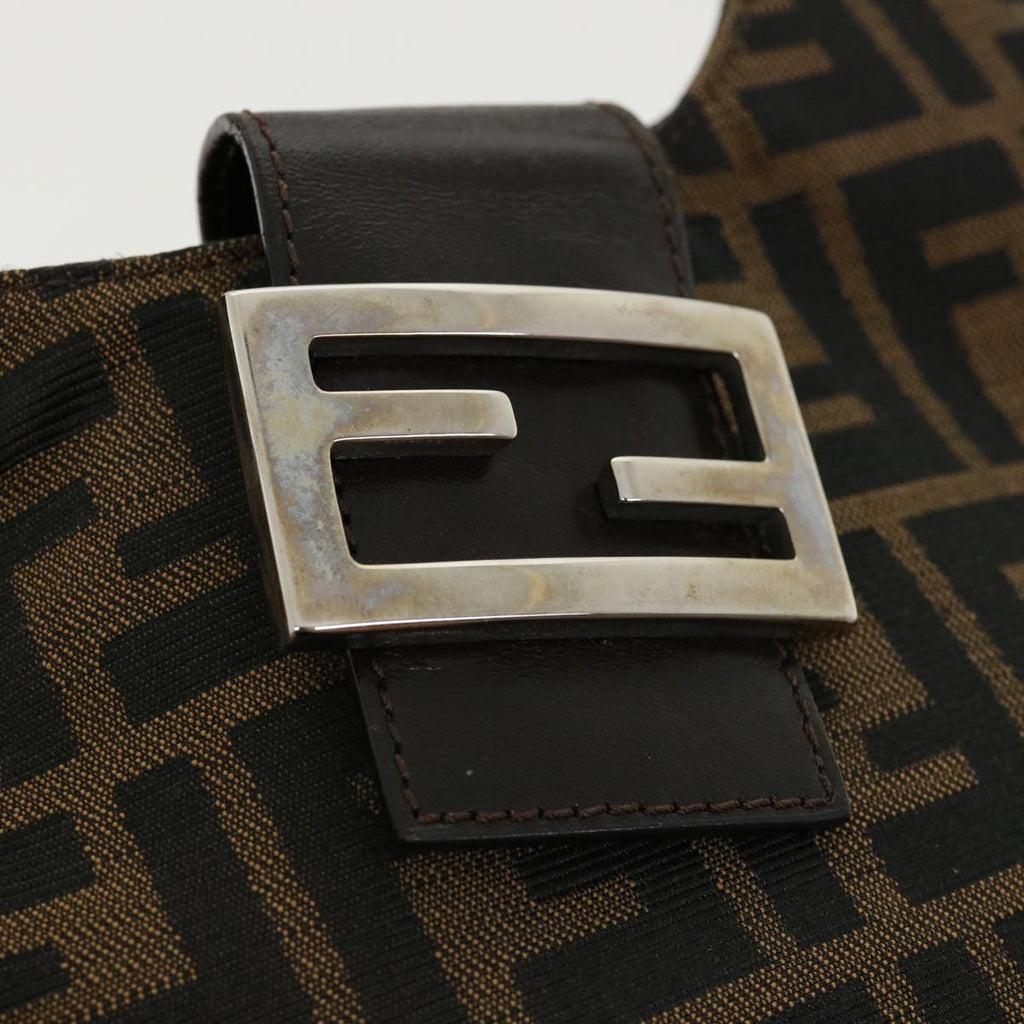 FENDI Mamma Baguette Zucca Canvas Shoulder Bag Brown tb146