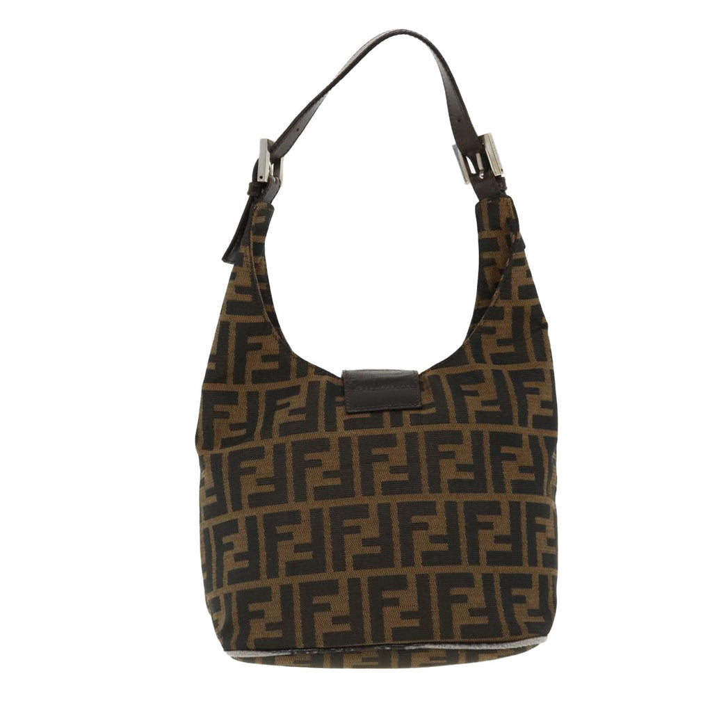 FENDI Mamma Baguette Zucca Canvas Shoulder Bag Brown tb146