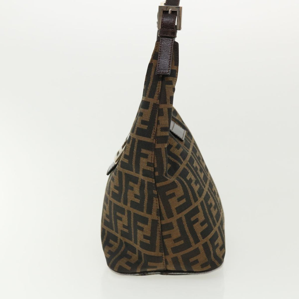 FENDI Mamma Baguette Zucca Canvas Shoulder Bag Brown tb146