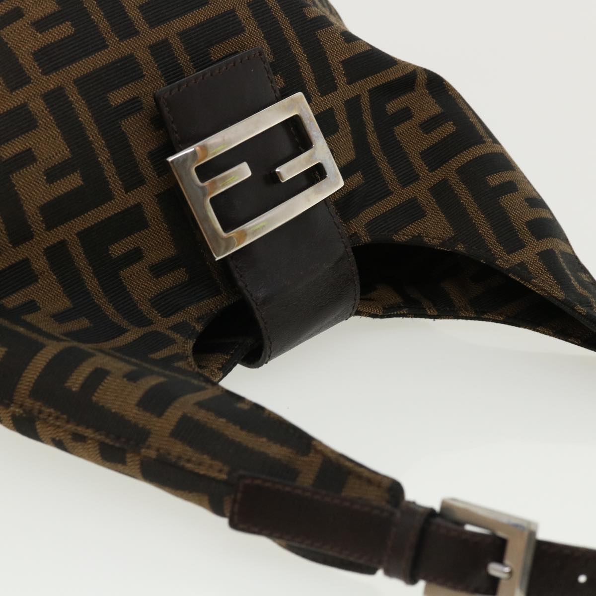FENDI Mamma Baguette Zucca Canvas Shoulder Bag Brown tb146